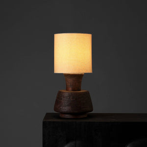 English Elm Handcrafted Wood Base Table Lamp Beige Fabric Shade Warm Glow Bedroom Living Room B346P325420
