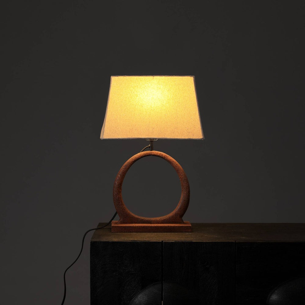 English Elm Decorative Wood Base Table Lamp with Fabric Shade for Bedroom or Living Room B346P325421