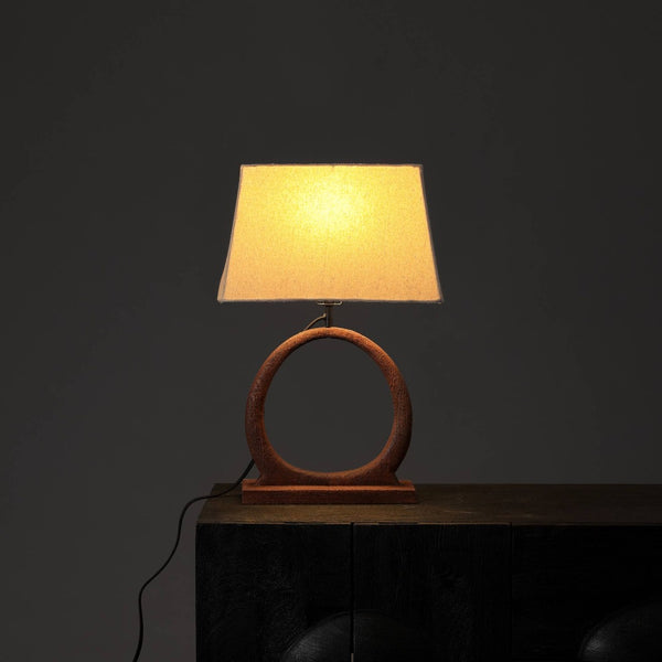 English Elm Decorative Wood Base Table Lamp with Fabric Shade for Bedroom or Living Room B346P325421