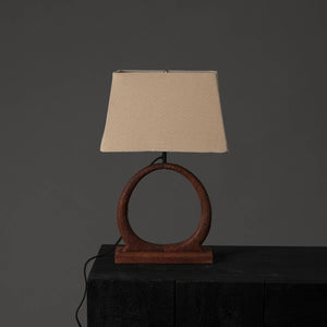 English Elm Decorative Wood Base Table Lamp with Fabric Shade for Bedroom or Living Room B346P325421
