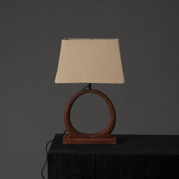 English Elm Decorative Wood Base Table Lamp with Fabric Shade for Bedroom or Living Room B346P325421