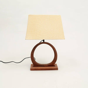 English Elm Decorative Wood Base Table Lamp with Fabric Shade for Bedroom or Living Room B346P325421
