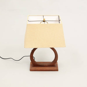 English Elm Decorative Wood Base Table Lamp with Fabric Shade for Bedroom or Living Room B346P325421