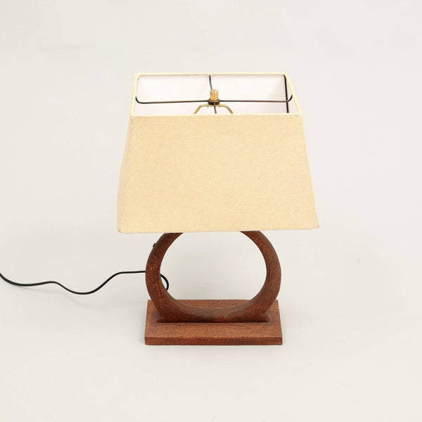 English Elm Decorative Wood Base Table Lamp with Fabric Shade for Bedroom or Living Room B346P325421