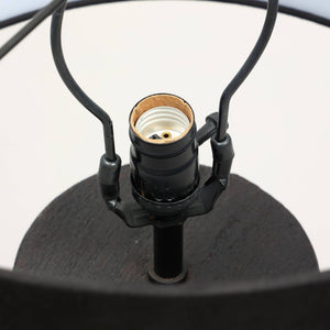 English Elm Handcrafted Solid Wood Base Table Lamp with Black Drum Shade for Modern Living Rooms B346P325424