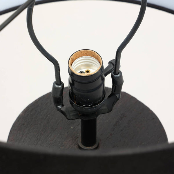 English Elm Handcrafted Solid Wood Base Table Lamp with Black Drum Shade for Modern Living Rooms B346P325424