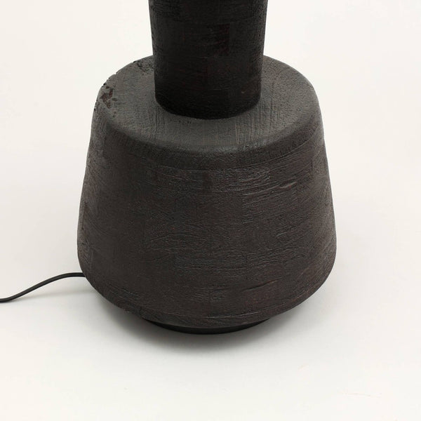 English Elm Handcrafted Solid Wood Base Table Lamp with Black Drum Shade for Modern Living Rooms B346P325424