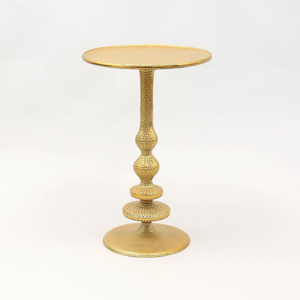 English Elm Decorative Gold Aluminium Accent Table Antique Glam Finish for Living Room or Entryway B346P325447