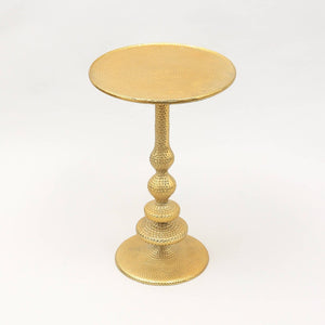 English Elm Decorative Gold Aluminium Accent Table Antique Glam Finish for Living Room or Entryway B346P325447