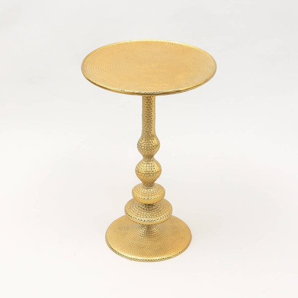 English Elm Decorative Gold Aluminium Accent Table Antique Glam Finish for Living Room or Entryway B346P325447