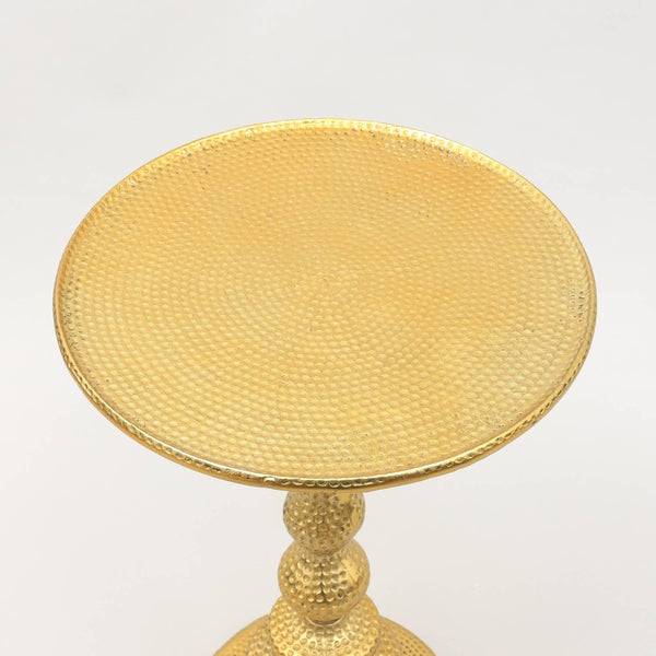 English Elm Decorative Gold Aluminium Accent Table Antique Glam Finish for Living Room or Entryway B346P325447