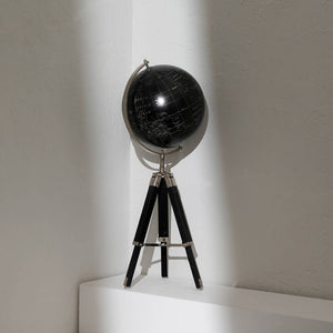 English Elm Tabletop Decorative Globe with Aluminum Tripod Stand Modern Two-tone Desk Accent B346P325478