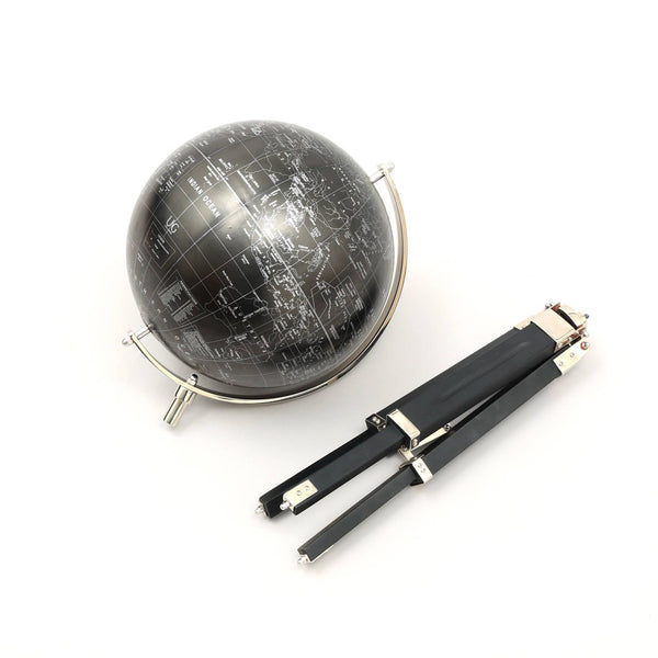 English Elm Tabletop Decorative Globe with Aluminum Tripod Stand Modern Two-tone Desk Accent B346P325478