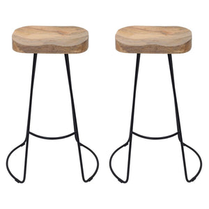 English Elm Brown Saddle Seat Barstool with Matte Black Metal Base for Kitchen or Home Bar B346P335652
