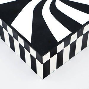 English Elm Hyphnotic Geometric Black White Lidded Box Set Mdf Decor for Console or Coffee Table B346P335653