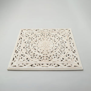 English Elm White Handcrafted Geometric Wood Wall Panel Large Square Statement Art for Any Room B346P356171