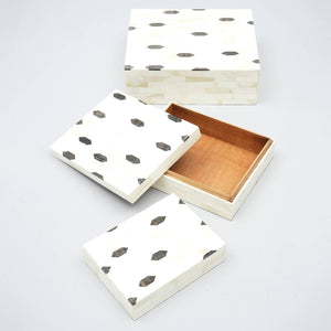 English Elm Geomatric Black White Nesting Box Set of 3 Mdf Graphic Storage for Shelf or Console B346P356187