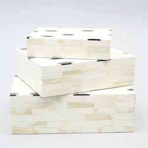 English Elm Geomatric Black White Nesting Box Set of 3 Mdf Graphic Storage for Shelf or Console B346P356187