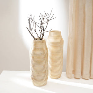 English Elm Decorative Mango Wood Tall Sculptural Vase for Living Room Entryway or Dining Space B346P392307