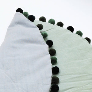 English Elm Cotton Velvet Round Playmat with Pom Trim for Nursery and Playroom Floors B346P392323
