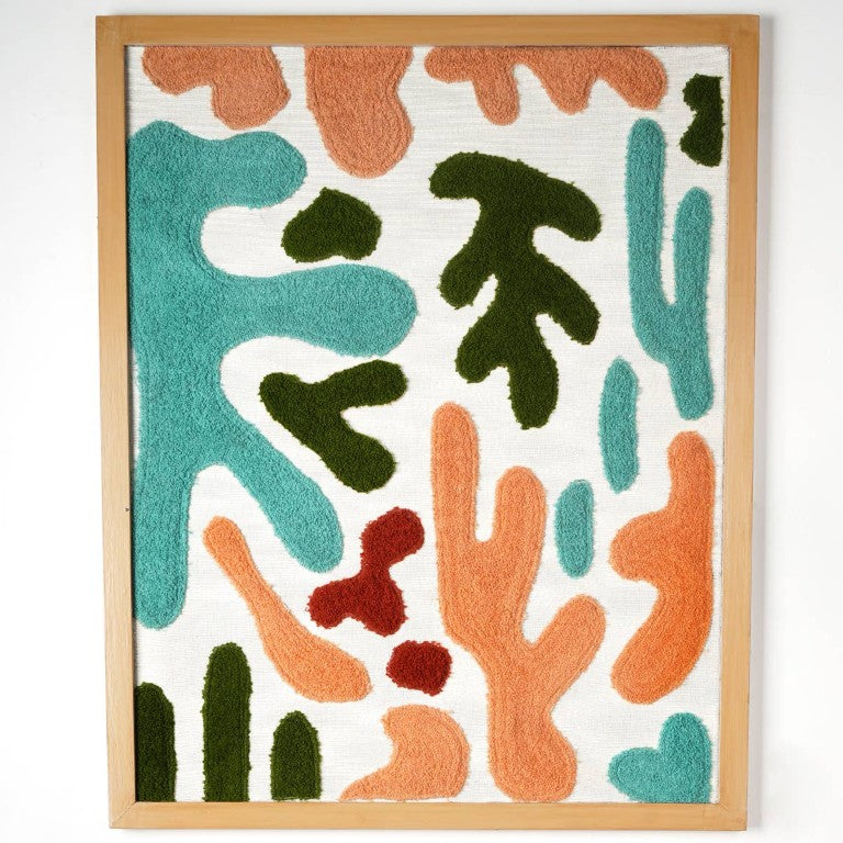 English Elm Organic Embroidered Cotton Wall Art Bohemian Multicolor Textile Accent Piece B346P392364