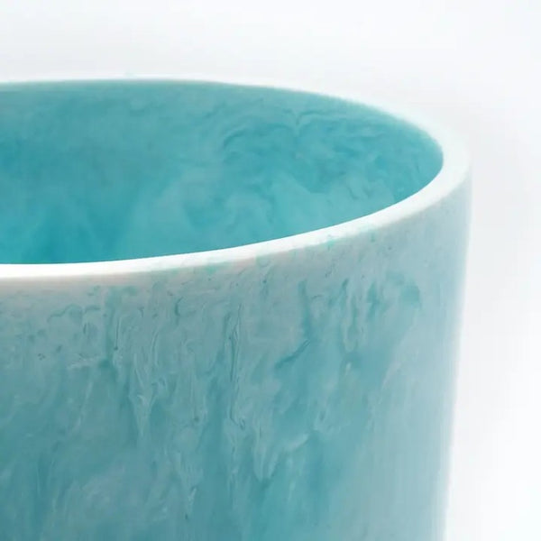 English Elm Decorative Ocean Blue Resin Vase with Glossy Finish and Ball Feet Sculptural Accent B346P392408