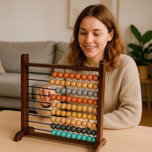 English Elm Kofi Mango Wood Abacus Handcrafted Decorative Accent for Desk or Bookshelf B346P400482