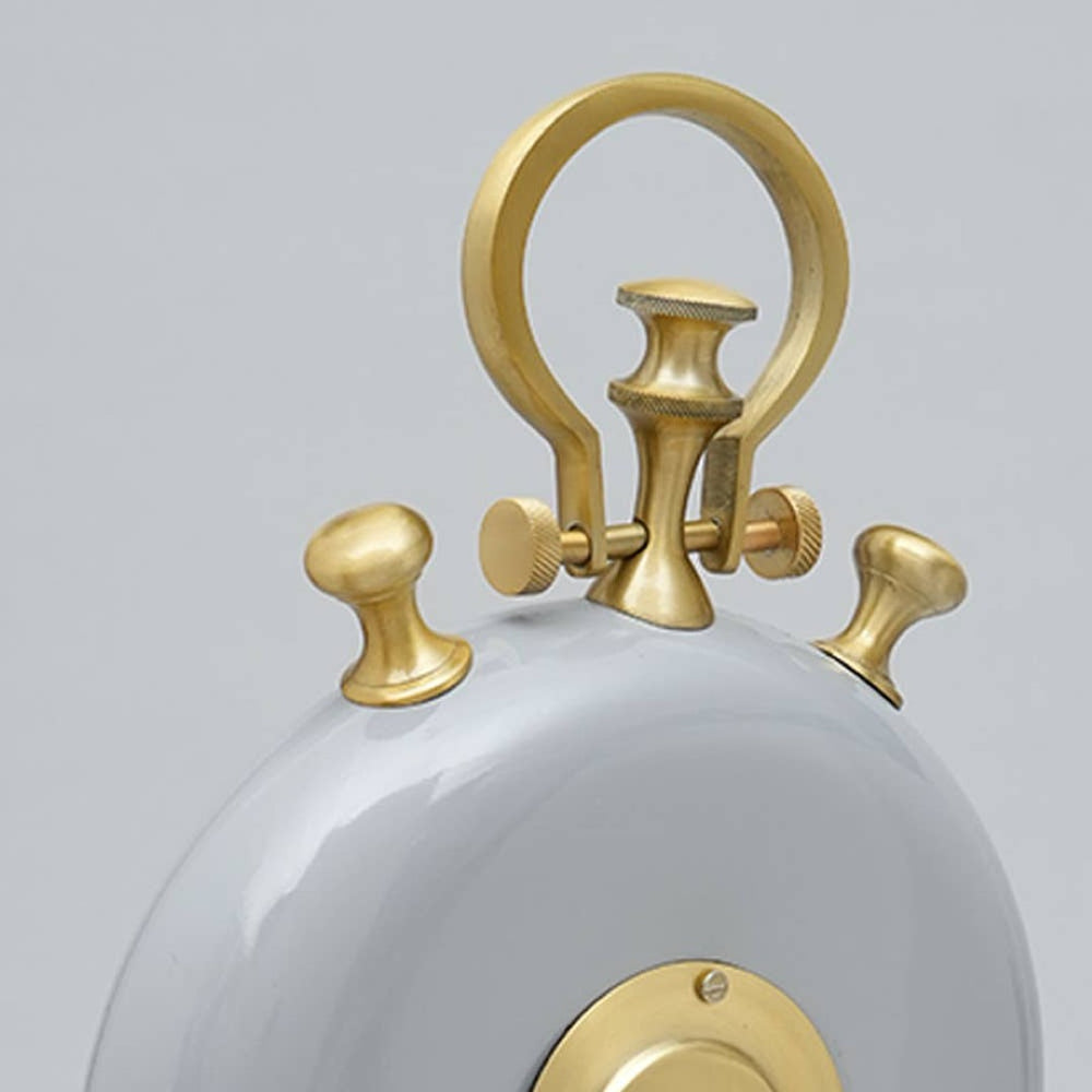 English Elm Grey and Gold Aluminum Desk Clock Sculptural Two Tone Glam Accent for Modern Interiors B346P400496