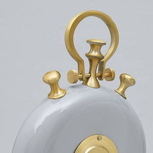 English Elm Grey and Gold Aluminum Desk Clock Sculptural Two Tone Glam Accent for Modern Interiors B346P400496