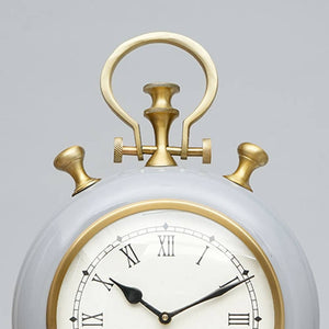 English Elm Grey and Gold Aluminum Desk Clock Sculptural Two Tone Glam Accent for Modern Interiors B346P400496