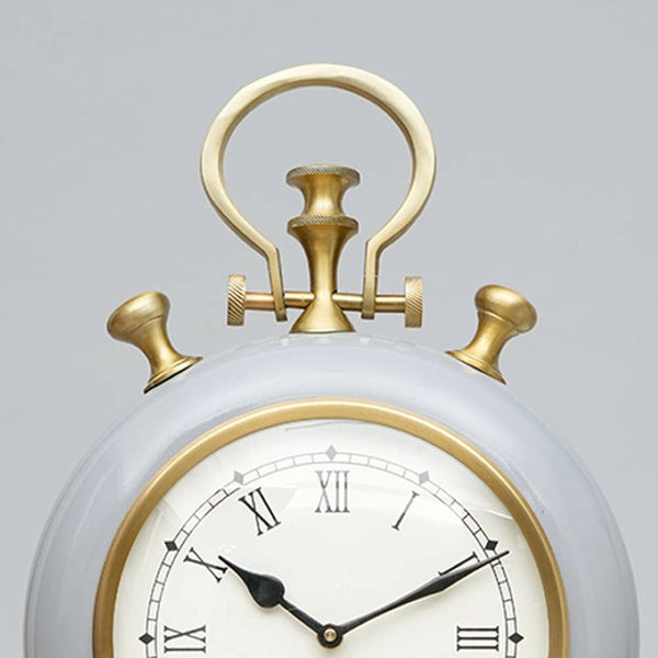English Elm Grey and Gold Aluminum Desk Clock Sculptural Two Tone Glam Accent for Modern Interiors B346P400496