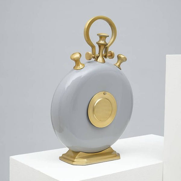 English Elm Grey and Gold Aluminum Desk Clock Sculptural Two Tone Glam Accent for Modern Interiors B346P400496