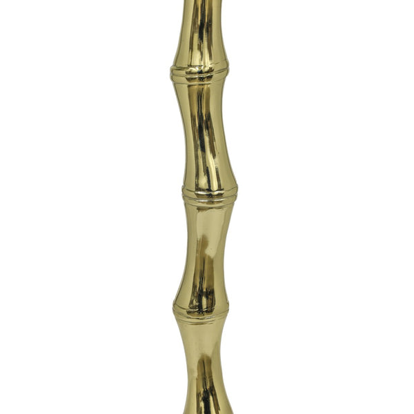 English Elm Gold Marble Top Accent Table with Sculptural Bamboo Aluminum Base for Living Room B346P515495