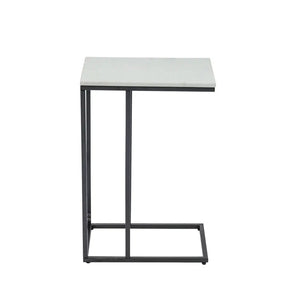 English Elm C Shaped Sofa Side Table White Marble Top Matte Black Metal Frame Living Room B346P515496
