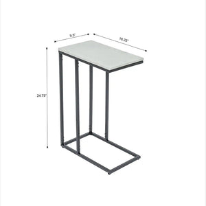 English Elm C Shaped Sofa Side Table White Marble Top Matte Black Metal Frame Living Room B346P515496