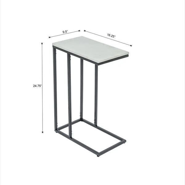 English Elm C Shaped Sofa Side Table White Marble Top Matte Black Metal Frame Living Room B346P515496