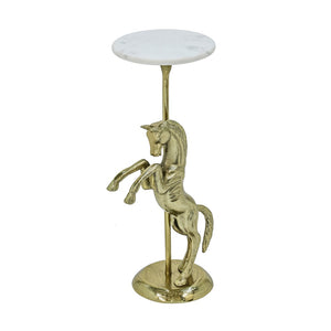 English Elm Swan Sculptural Gold Aluminum End Table with Genuine Marble Top for Living Room B346P515499