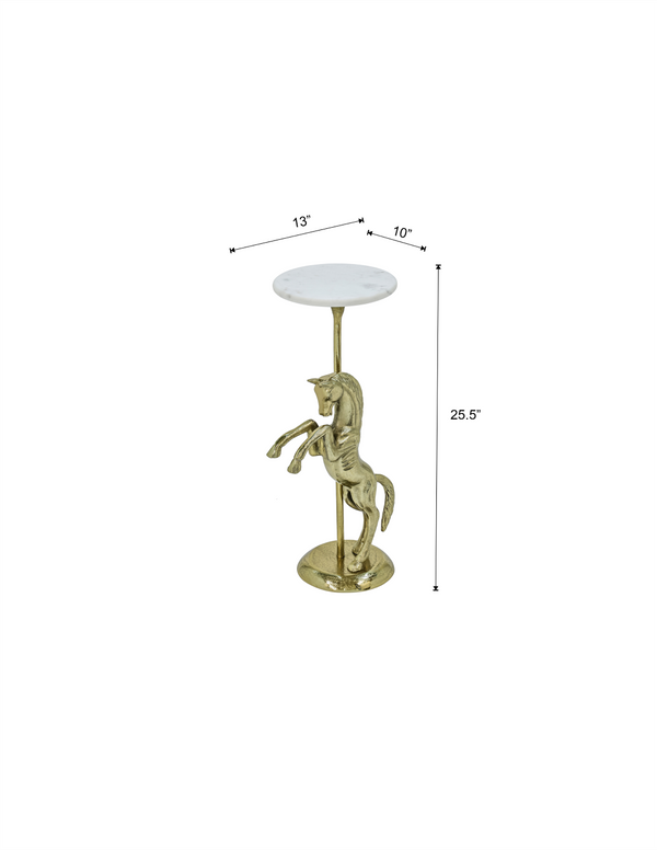 English Elm Swan Sculptural Gold Aluminum End Table with Genuine Marble Top for Living Room B346P515499