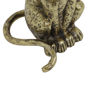 English Elm Leopard Sculptural Gold Cast Aluminum End Table with Clear Glass Top for Living Room B346P515500