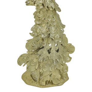 English Elm Peacock Sculptural Cast Aluminum Side Table with White Marble Top for Glam Living Spaces Gold B346P515502