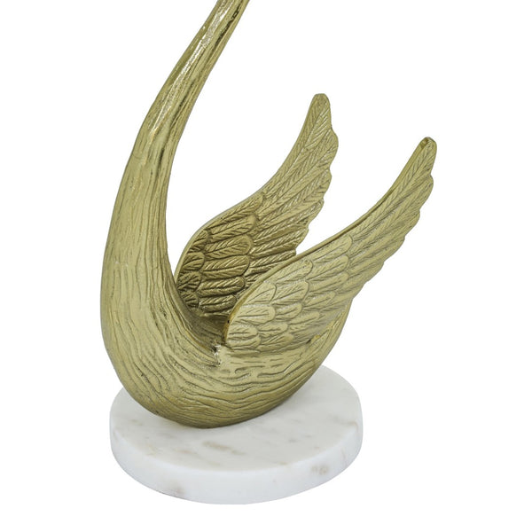 English Elm Horse Sculptural Side Table White Marble Top Gold Aluminum Base Glam Living Room Accent B346P515503