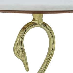 English Elm Horse Sculptural Side Table White Marble Top Gold Aluminum Base Glam Living Room Accent B346P515503