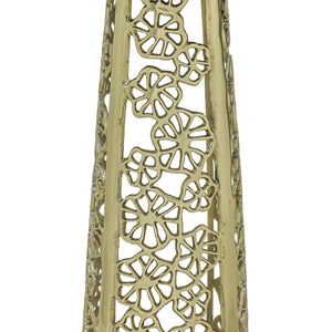 English Elm Gold Aluminum Cut-out Base Side Table with Genuine Marble Top for Glam Living Rooms B346P515504