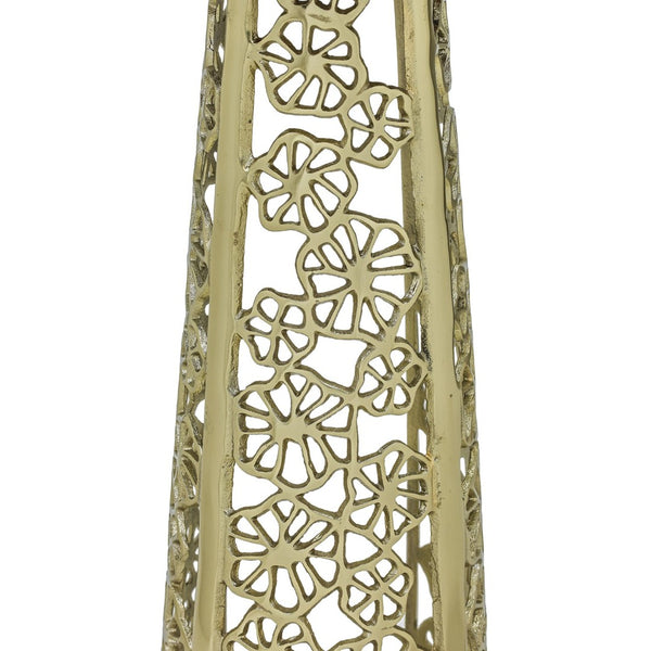 English Elm Gold Aluminum Cut-out Base Side Table with Genuine Marble Top for Glam Living Rooms B346P515504