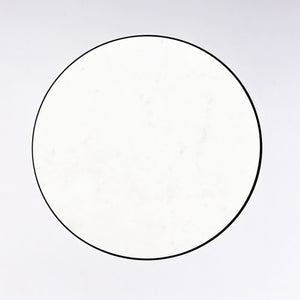 English Elm End Table Round White Marble Top Matte Black Conical Metal Base Modern Accent B346P515508
