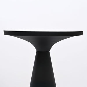 English Elm End Table Round White Marble Top Matte Black Conical Metal Base Modern Accent B346P515508