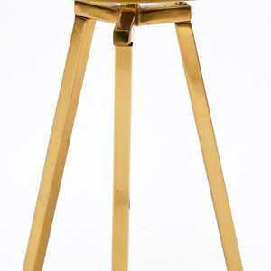 English Elm Round Marble Look Top Side Table with Gold Tripod Base for Living Room or Bedroom B346P515512