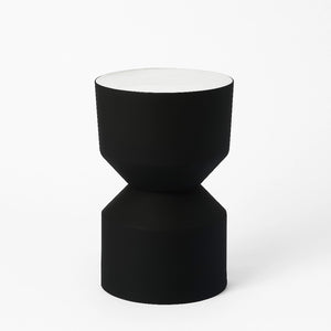 English Elm Round Marble Top Side Table with Matte Black Metal Frame for Modern Living Spaces B346P515515