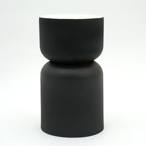 English Elm Modern Marble Top Drum End Table with Matte Black Cylindrical Base for Any Room B346P515516