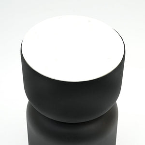 English Elm Modern Marble Top Drum End Table with Matte Black Cylindrical Base for Any Room B346P515516
